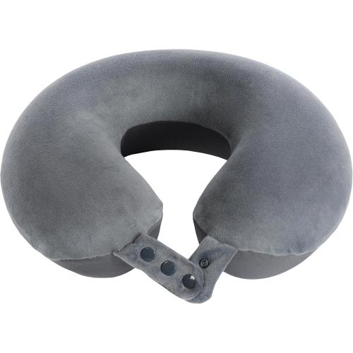 Travel Neck Pillow, Top Memory Foam Pillow for Head Support, Ideal for Airplanes, Cars, and Home Recliners, Adjustable and Soft (Grey)