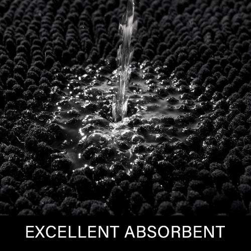 LOCHAS Luxury Bathroom Rug Shaggy Bath Mat 24 x 60 Inch, Washable Non Slip Bath Rugs for Bathroom Shower, Soft Plush Chenille Absorbent Carpets Mats, Black