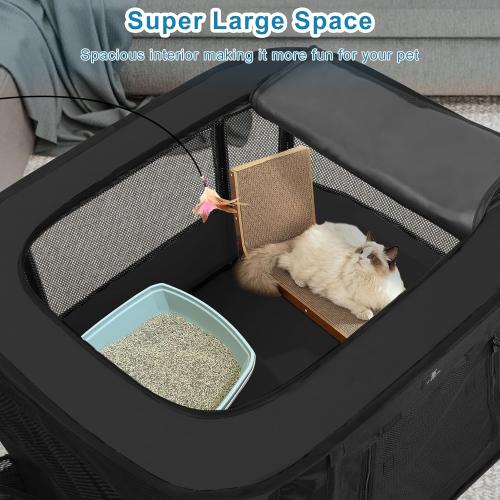 X-ZONE PET Dog Playpen, Puppy Cat Play Pen Portable Foldable Indoor/Outdoor Tent Crate Cage, Portable Pet Crate Small Size Black