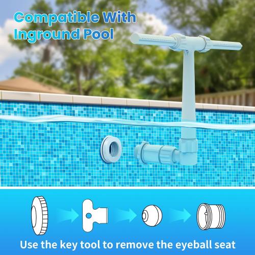 Pool Fountain for Above and In-Ground Pools, Dual Spray Waterfall Sprinkler Fountain, Above Ground Pool Accessories, Adjustable Waterfall Cooling and Relaxation