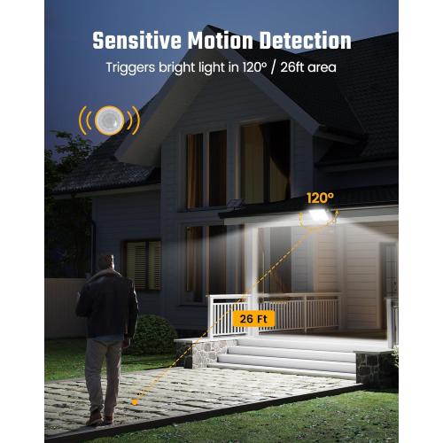 SUPERDANNY Solar Outside Lights with 113 Bright LEDs 7000K, Motion Sensor Outdoor Flood Lights Dusk to Dawn with 16ft Cable IP65 Waterproof, Security Light for Garden Barn Porch 2 Pack