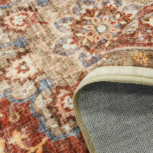 Washable Oriental Area Rug - Rugs for Living Room Soft Carpet for Bedroom Waterproof Floral Distressed Indoor Stain Resistant Non-Shedding Floor Carpets (orange ?)