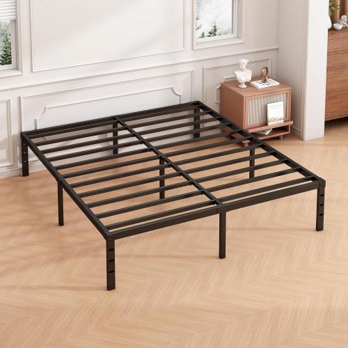 Hafenpo 14 Inch Queen Bed Frame - Sturdy Metal Platform Queen Size, No Box Spring Needed, Heavy Duty, Easy Assembly, Strong Bearing Capacity, Under Bed Storage, Black