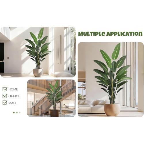 Roselywed Artificial Bird of Paradise Tree 9FT with 25 Leaves Realistic Thick Banana Leaf Deluxe Tall Large Tropical Plant 106 Inch Black Pot for Indoor Home Office Porch Mall Hotel School Decoration