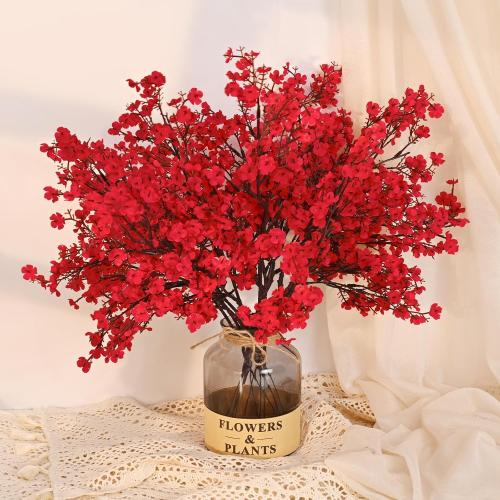Yastouay Red Fake Flowers Artificial Flowers,  Real Touch Silk Flowers Faux Flowers for Decorations, Babys Breath Artificial Flowers Bulk for Spring Decor Floral Arrangement