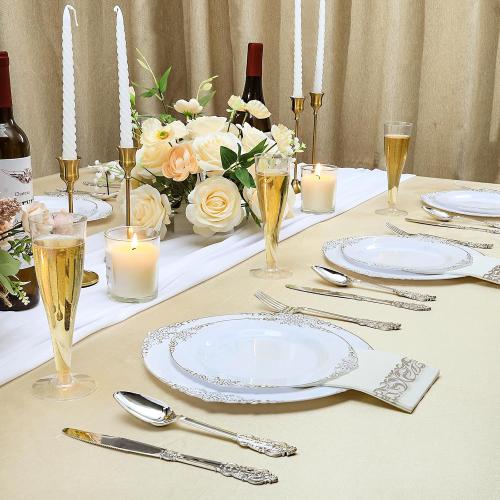 100 Pack Champagne Flutes Plastic, 4.5 oz Silver Glitter Plastic Disposable Stemware, Disposable Champagne Flutes for Party, Mimosa Bar, Wedding, Anniversary and Graduation