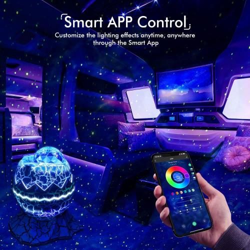 White Rossetta Star Projector, Galaxy Projector LED Lights for Bedroom, App Control Projector with Bluetooth Speaker and White Noise, Night Light for Kids Adults, Christmas, Party, Ceiling, Room Decor