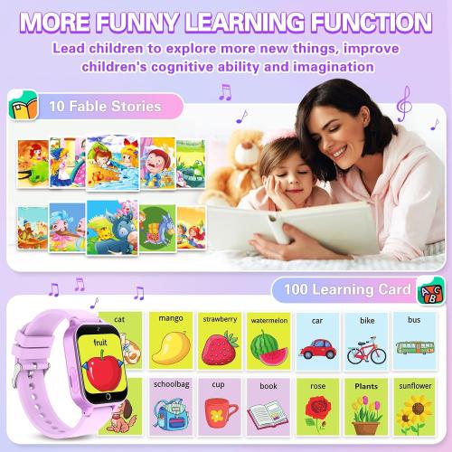 Color Pink Vakzovy Kids Smart Watch Girls Gift for Girls Age 6-12, HD Touchscreen Kids Watch with 26 Games Camera Video Music Player Pedometer Educational Toys Christmas Birthday Gifts 5 6 7 8 9 10 Year Old