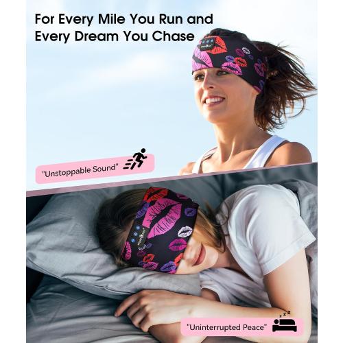 MUSICOZY Bluetooth 5.4 Sleep Headphones Headband Sports Wireless Audio | Earbuds 2 in 1 Design with Breathable Stretch Fabric, HD Stereo Sound Speakers for Workout Yoga Running, Nighttime Sleep Use