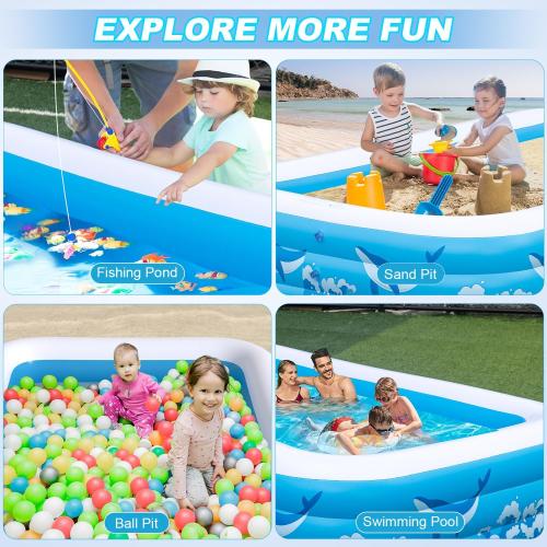 Large Inflatable Pool for Adults, 130 X 72 X 22 Blow-up Pools Swimming Pool, 2025 Upgraded Extra Oversized Thickened Family Pools for Backyard Summer Outdoor