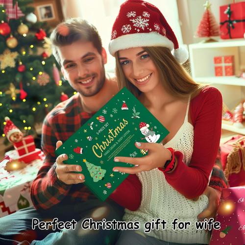 Christmas Hand Cream and Body Lotion Gift Set for Women & Men — 5pcs Holiday Skincare Set with 2x100ml Body Lotions& 3x30ml Hand Creams,Winter Moisturizing, Nourishing & Travel Size Christmas Gift Box