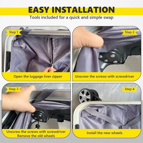 Luggage Wheels Replacement Wheel for Luggage Suitcase Repair 360° Rotating Suitcase Replacement Wheels with 4 Mounting Holes H330 (A Set - 2 pcs)