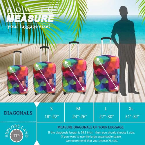 Explore Land Travel Luggage Cover Suitcase Protector Fits 27-30 Inch Case (Geometry, L)