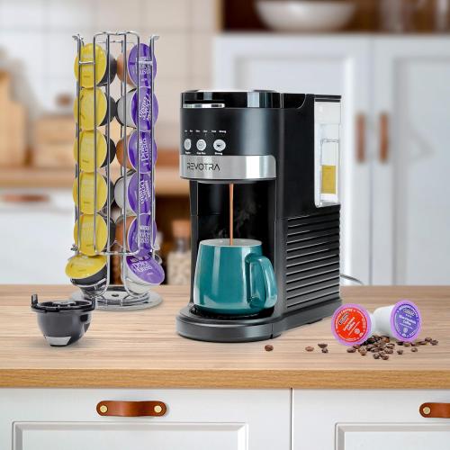 Single Serve Coffee Maker for Pods & Ground Coffee, 6 to 14oz Brew Sizes, Strong Brew Option, Fast Brewing, Compact Design with Removable 40oz Reservoir, Travel Mug Friendly