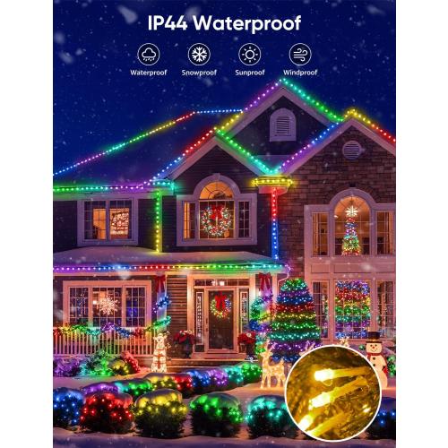Ollny Smart Color Changing String Lights, 66FT 200 LEDs APP Control RGB Christmas Tree Lights with Remote, Programmable DIY Musical Waterproof Decor Light with Timer for House Indoor Outdoor