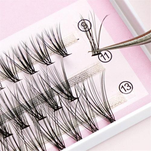 6 Pack Eyelash Clusters, D 0.07 13mm Curly Natural Individual Diy False Lash Clusters,Soft Long Wispy Fluffy Cluster Eyelash Extensions for Beginners Self Use Everyday Wear Women Seamless Blend (Pink)