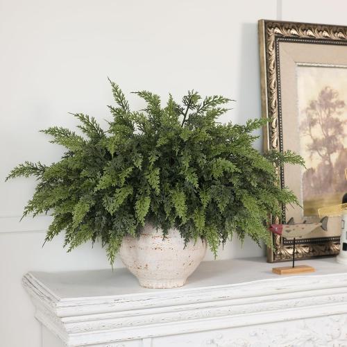 Real Touch Christmas Cedar Branches-18 Inches, Artificial Cedar Branch Faux Greenery Plants Stem Fake Pine Picks for Vase DIY Crafts Garland Wreath Xmas Indoor Outdoor Decor (12 Pcs)