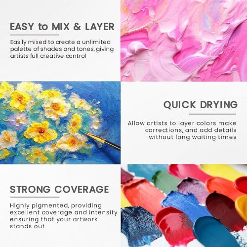 40 Pcs Acrylic Paint Set - 24 Colors (2oz/60ml) with 12 Brushes, 2 Knives & Palette - Rich Pigments for Adult, Artists & Beginners - Painting on Halloween Pumpkin Canvas Ceramic Rock Wood