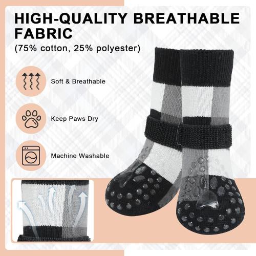BEAUTYZOO Non Slip Dog Socks to Prevent Licking Paws, Dog Shoes Booties for Hardwood Floors Anti Slip-Thick Grip Works Even When Twisted-Paw Protector for Cold Pavement Small Medium Large Senior Dogs