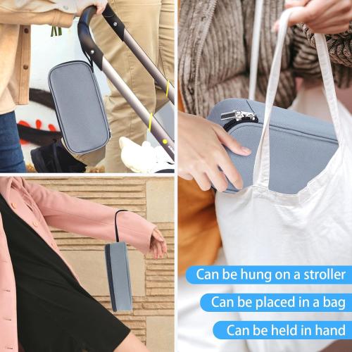 Breastmilk Cooler Bag with Ice Pack, Portable Insulated Breast Milk Storage Cooler Bag, Small Stylish Breastmilk Storage Bag Cooler with Wrist Strap (Grey)