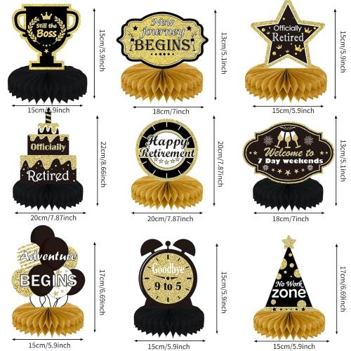 Retirement Party Decorations Gold Retirement Party Centerpiece Honeycomb Glitter Table Decorations Toppers for Happy Retirement Party Supplies Man and Women