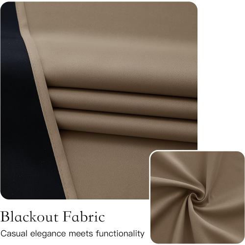 NICETOWN Khaki 100% Blackout Sidelight Curtains for Side Window Privacy