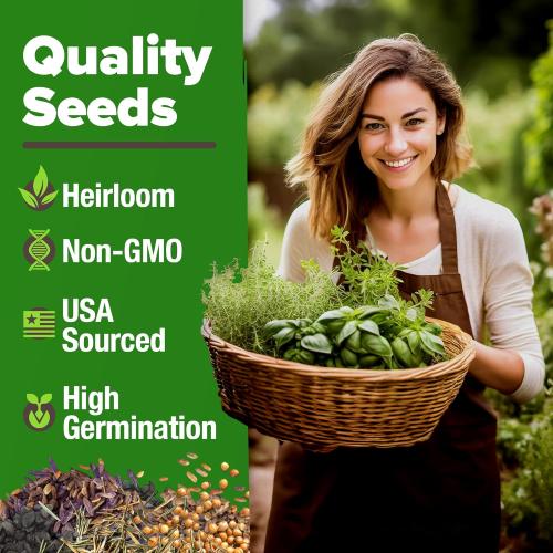 HOME GROWN 15 Herb Seeds for Planting 4,500  Non-GMO Heirloom Seeds | Extra Large Variety Pack Herb Kit – Indoor Outdoor & Hydroponic | Culinary Seed Set | Grow Your Own Herbs | Gardening Gift