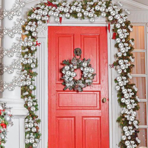 2 Pcs Christmas Ball Garland 6 ft Decoration Accessories(Silver) ball