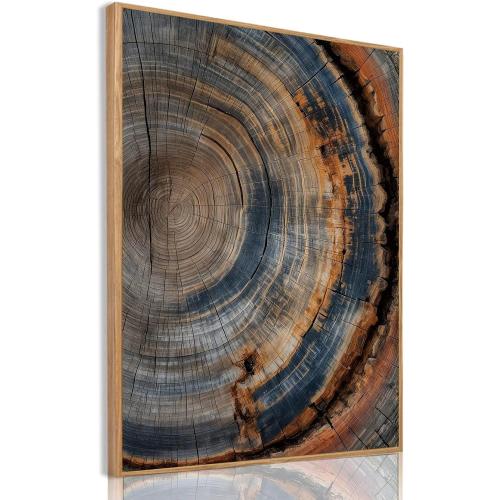 IBHJSART Framed Tree Ring Canvas Wall Art Vintage Colorful Wood Stump Painting Prints Modern Minimalist Pictures Neutral Nature Rustic Farmhouse Decor Living Room Bedroom Bathroom Office 12x16 Natural Framed