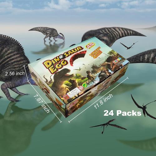 24pcs Large Size Dinosaur Egg Hatching Dino Egg Grow in Water Crack with Assorted Color Hatching Growing Dino Dragon Hunting Game Easter Basket Stuffers Birthday Easter Gifts Party Favors for Children
