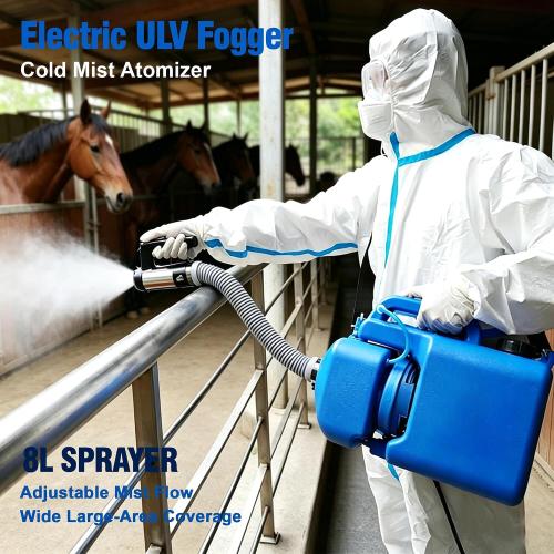 Electric ULV Fogger Sprayer, 8L/2.1Gal 1200W Portable Cold Mist Atomizer with Adjustable Flow Rate, 25-39Ft Spray Range for Home Garden Farm Indoor Outdoor