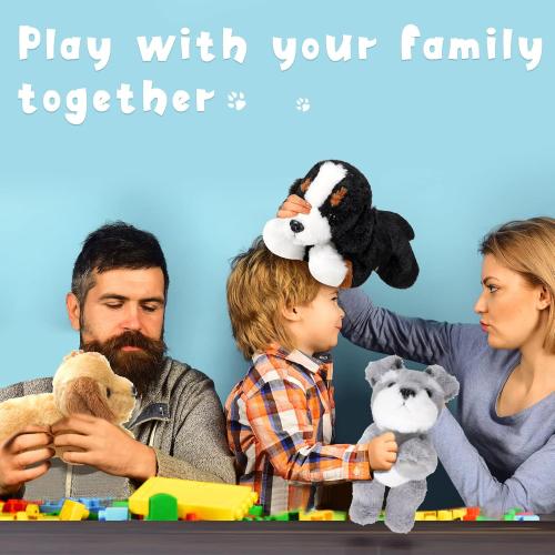 Skylety 3 Pcs 7.87 Inches Plush Dog Pillow Toy Set - Fluffy Puppy Soft Toys for Christmas, Girls, Baby, Kids, Party Favor, Birthday, Home Decor (Mountain Dog, Schnauzer, Labrador)