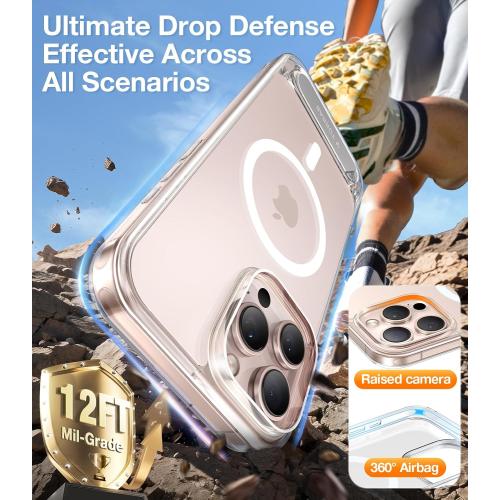 TORRAS for iPhone 16 Pro Max Case Diamond Clear | Strong Magnetic & Seamless Stand, Fit for MagSafe, Military-Grade Drop Protection, Sturdy Adjustable Built-in Kickstand, Slim Anti-Yellowing