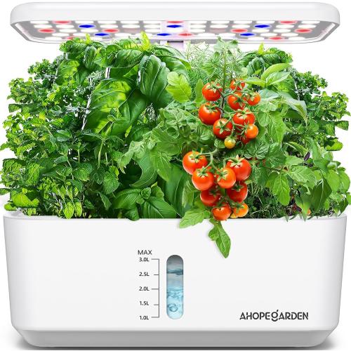 Ahopegarden Indoor Garden Hydroponics Growing System: 10 Pods Plant Germination Kit Aeroponic Herb Vegetable Growth Lamp Countertop with LED Grow Light - Hydrophonic Planter Grower Harvest Lettuce