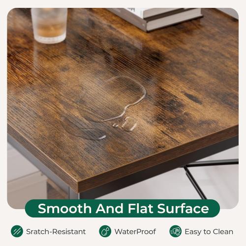 Huuger 47 Inches L Shaped Desk, Computer Desk with Reversible Storage Shelves, for Gaming Corner Home Office Writing Study, Metal Frame, Rustic Brown