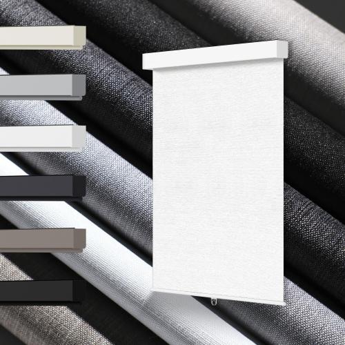 100% Blackout Roller Shades, Free-Stop Cordless Roller Blinds for Windows, Thermal Insulated Linen Fabric Window Shades UV Protection for Home, Door, White, Customize