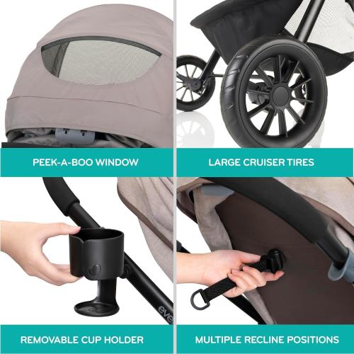 Evenflo Pivot Modular Travel System with LiteMax Preemie and Infant Car Seat (Desert Tan)