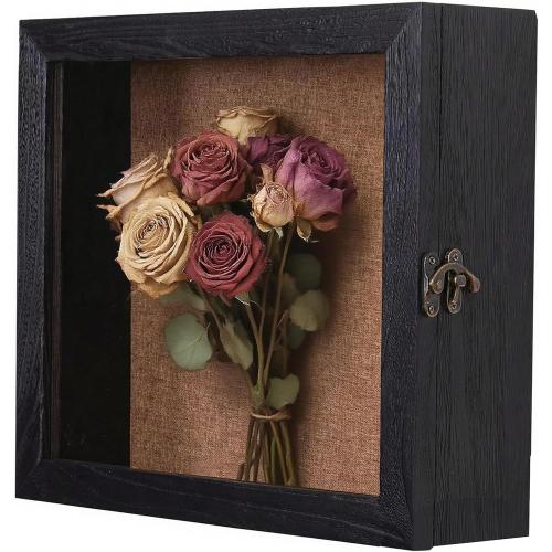 15x15x4 Shadow Box, Exterior Depth 4in Extra Deep Shadow Box Frame for Pictures, Photos and Keepsake(Black)