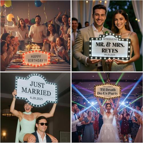 Custom Wedding LED Bottle Service Sign, Large Personalized Wedding Reception Light Up Marquee Signs, Customized Waterproof Marquee Bottle Service Lights for Nightclub Bar Birthday Party, Battery Case