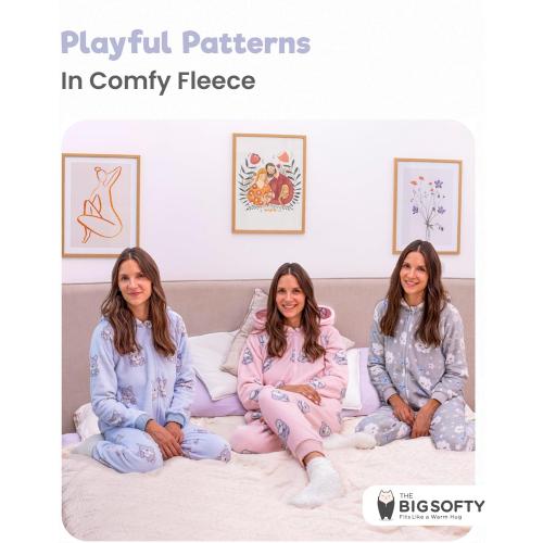 Size Small The Big Softy Adult Onesies for Women, Fleece Onesie PJs for Women, Teens, Funny Adult Onesie Pajamas, Cute One Piece Pajamas