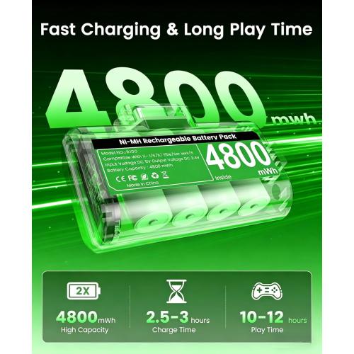 Svetaecho for Rechargeable Xbox Controller Battery Pack – 2x4800mWh Long-Lasting Battery with 4 Back Covers, USB-C Fast Charging Compatible with Xbox Series X|S / Xbox One / Elite Controller Xbox Series X Cases