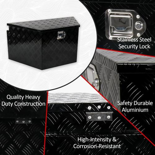 36 Inch Aluminum Trailer Tongue Tool Box 5 Bar Tread Wide Utility ToolBox for Pick Up Truck RV Storage Organizer Tool Box with Lock and Keys - 36X19X17.5 Black