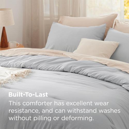 Bedsure King Comforter Set, Light Grey Soft Prewashed Bedding for All Seasons, 3 Pieces GentleSoft™ Bed Set, 1 Lightweight Comforter (104x90) and 2 Pillowcases (20x36)
