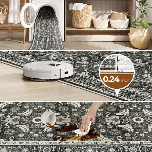 WITSHOCK Living Room Area Rugs 9x12: Soft Non-Slip Backing Washable Rugs Vintage Large Carpet for Bedroom Office Dining Room Kitchen Stain Resistant Home Decor Rug