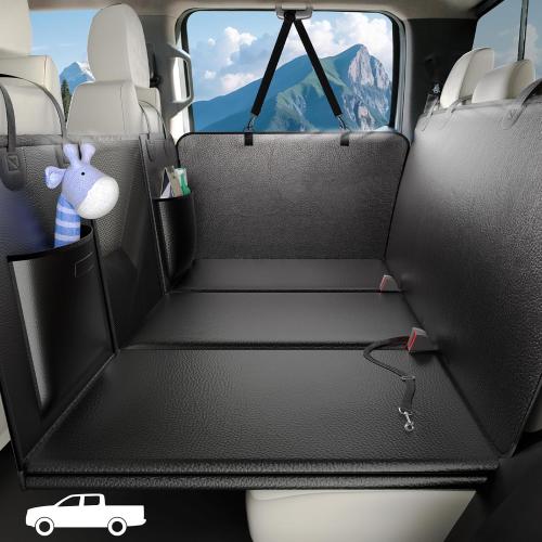 XL Truck Back Seat Extender for Dogs, Upgraded Anti-Scratch PU Leather, Dog Car Seat Cover for Back Seat with Hard Bottom, Pet Seat Covers for Trucks, Waterproof Dog Hammock for Crew Cab Truck