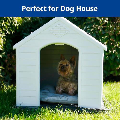 Outdoor Heated Dog Bed, Soft Pet Heating Pad with Steel-Wrapped Cord, Outside Pet Warmer for Feral Cats and Dogs, 35.4 x 23.6, 80 Watts