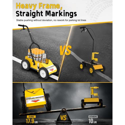 2395000 Heavy Duty High-Performance Striping Line Marking Machine, Parking Lot Striping Machine, Compatible with Professional Inverted Striping Spray Paint, 9.8 x 13 x 28.3, Yellow‼️needs heavy cleaning and missing piece‼️