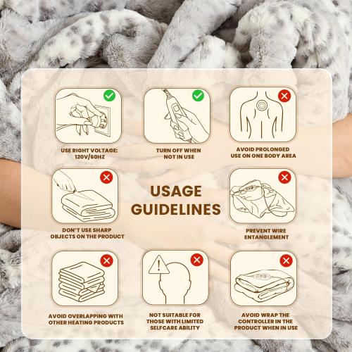 Bearhug Electric Blanket Heated Blanket King Size 100x 90 Dual Controllers Heating Blanket Gift Reversible Faux Fur & Sherpa,10 Heating Levels, ETL, Machine Washable, Over-Heat Protection*** GREY***