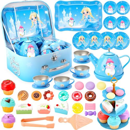 INNOCHEER Tea Party Set for Little Girls Toys, Toys for Kids, Tea Sets for Toddlers 3-5, Pretend Play Kitchen Toy, Birthday Christmas Princess Gifts Toys for 3 4 5 6 7   Year Old Girls