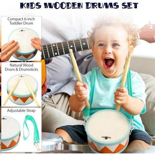 MINIARTIS Toddler Musical Instruments - Montessori Wooden Musical Toys for Toddlers 1-3 | Modern Boho Baby Drum Set with Neutral Colors Percussion Instruments | Kids Preschool Educational